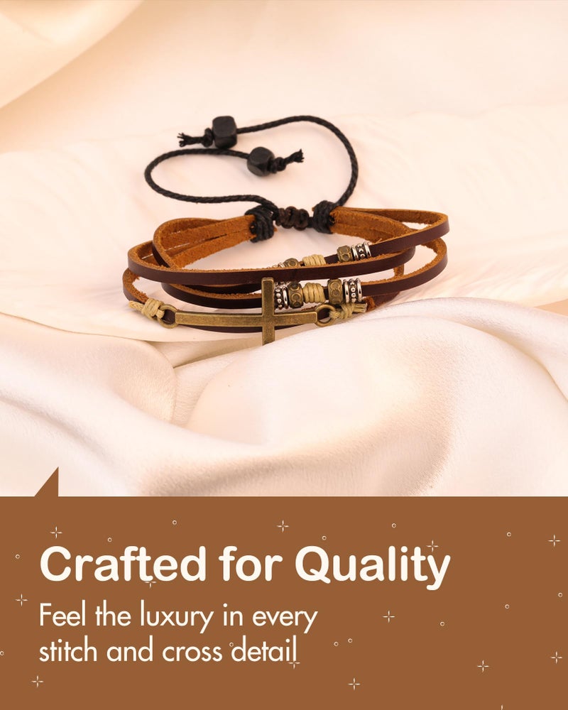 Feraco Religious Cross Wrap Bracelets Women Leather Christian Jewelry For Confirmation Gifts, Adjustable - Image 2